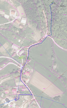 Trasa načrtovane gradnje - vodovod Kamnje